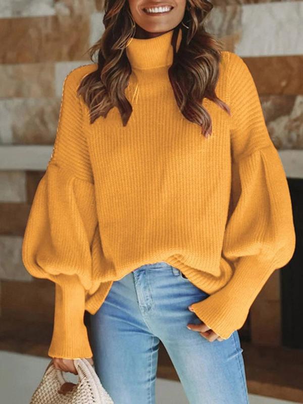 Women's Sweaters Turtleneck Solid Long Sleeve Knitted Sweater - Cardigans & Sweaters - INS | Online Fashion Free Shipping Clothing, Dresses, Tops, Shoes - 03/11/2021 - 30-40 - Cardigans & Sweaters