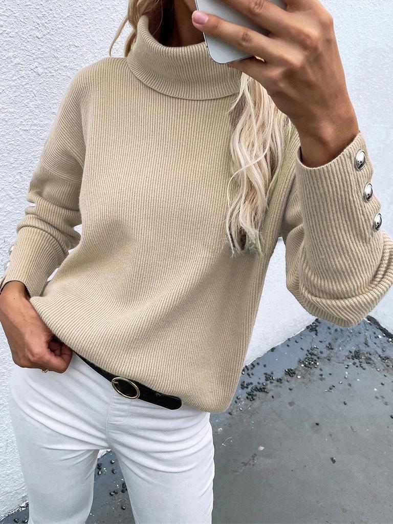 Women's Sweaters Turtleneck Solid Long Sleeve Knitted Sweater - Cardigans & Sweaters - INS | Online Fashion Free Shipping Clothing, Dresses, Tops, Shoes - 10/09/2021 - 20-30 - Cardigans & Sweaters