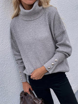 Women's Sweaters Turtleneck Solid Long Sleeve Knitted Sweater - Cardigans & Sweaters - INS | Online Fashion Free Shipping Clothing, Dresses, Tops, Shoes - 10/09/2021 - 20-30 - Cardigans & Sweaters