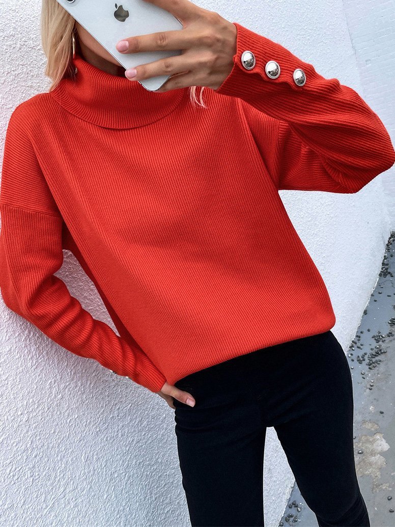 Women's Sweaters Turtleneck Solid Long Sleeve Knitted Sweater - Cardigans & Sweaters - INS | Online Fashion Free Shipping Clothing, Dresses, Tops, Shoes - 10/09/2021 - 20-30 - Cardigans & Sweaters