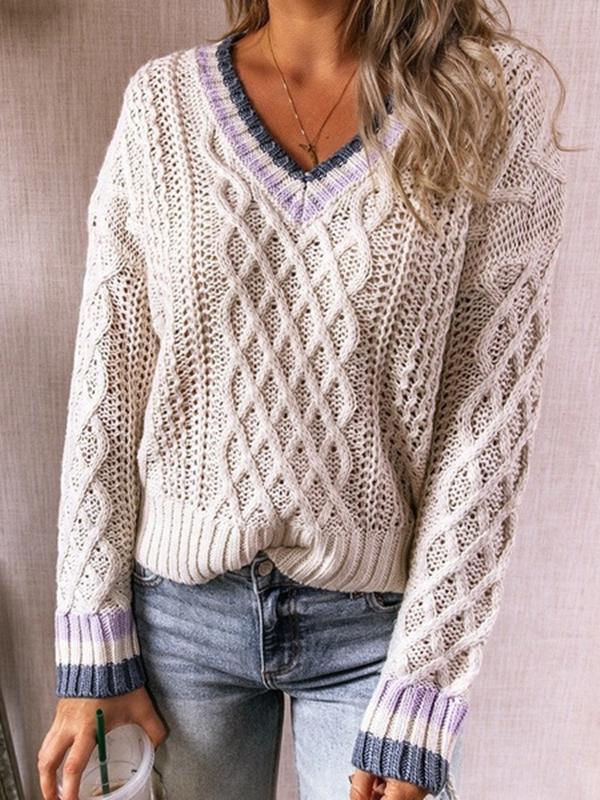 Women's Sweaters Twisted V-Neck Knitted Long Sleeve Sweater - Cardigans & Sweaters - INS | Online Fashion Free Shipping Clothing, Dresses, Tops, Shoes - 08/10/2021 - 30-40 - Cardigans & Sweaters