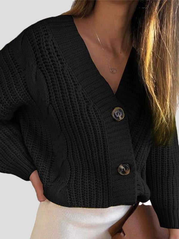 Women's Sweaters V-Neck Button Twist Long Sleeve Cardigan Sweater - Cardigans & Sweaters - Instastyled | Online Fashion Free Shipping Clothing, Dresses, Tops, Shoes - 29/12/2021 - 30-40 - Cardigans & Sweaters