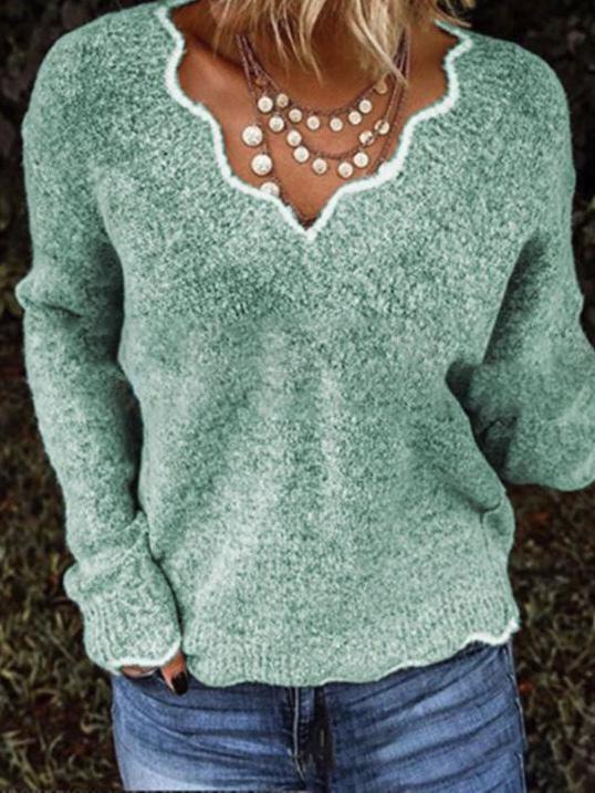 Women's Sweaters V-Neck Casual Cute Knitted Sweater - Cardigans & Sweaters - INS | Online Fashion Free Shipping Clothing, Dresses, Tops, Shoes - 09/08/2021 - 20-30 - Cardigans & Sweaters