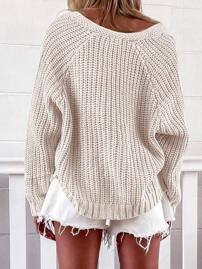 Women's Sweaters V-Neck Long Sleeve Cardigan Casual Solid Sweater - Sweaters - INS | Online Fashion Free Shipping Clothing, Dresses, Tops, Shoes - 13/08/2021 - 30-40 - color-apricot