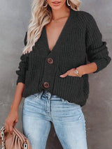 Women's Sweaters V-Neck Single-Breasted Long Sleeve Sweater Cardigan - Cardigans & Sweaters - INS | Online Fashion Free Shipping Clothing, Dresses, Tops, Shoes - 12/10/2021 - 30-40 - Cardigans & Sweaters