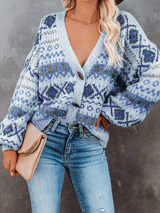 Women's Sweaters Vintage Printed V-Neck Button Cardigan Sweater - Cardigans & Sweaters - INS | Online Fashion Free Shipping Clothing, Dresses, Tops, Shoes - 21/10/2021 - 30-40 - Cardigans & Sweaters