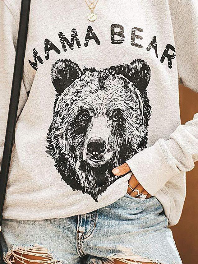 Women's T-Shirts Bear Letters Print Round Neck Long Sleeve T-Shirts - T-Shirts - INS | Online Fashion Free Shipping Clothing, Dresses, Tops, Shoes - 13/09/2021 - 20-30 - Category_T-Shirts