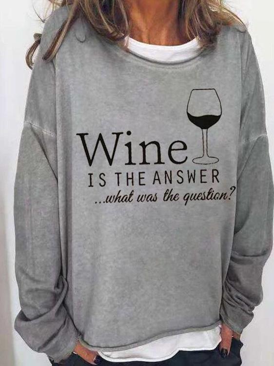 Women's T-Shirts Casual Round Neck Long Sleeve Wine Glass Print T-Shirts - T-Shirts - INS | Online Fashion Free Shipping Clothing, Dresses, Tops, Shoes - 02/09/2021 - 10-20 - Category_T-Shirts
