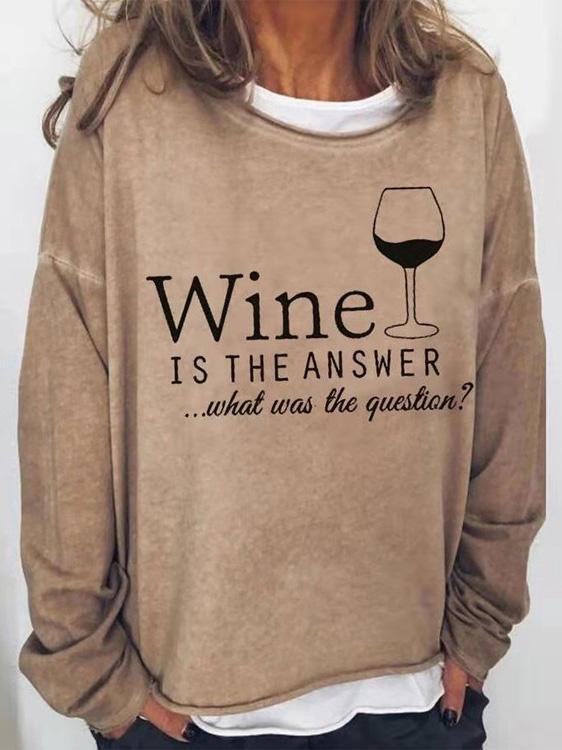 Women's T-Shirts Casual Round Neck Long Sleeve Wine Glass Print T-Shirts - T-Shirts - INS | Online Fashion Free Shipping Clothing, Dresses, Tops, Shoes - 02/09/2021 - 10-20 - Category_T-Shirts