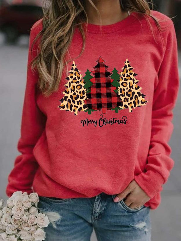 Women's T-Shirts Christmas Tree Round Neck Long Sleeve T-Shirt - T-Shirts - INS | Online Fashion Free Shipping Clothing, Dresses, Tops, Shoes - 1/11/2021 - 20-30 - color-black