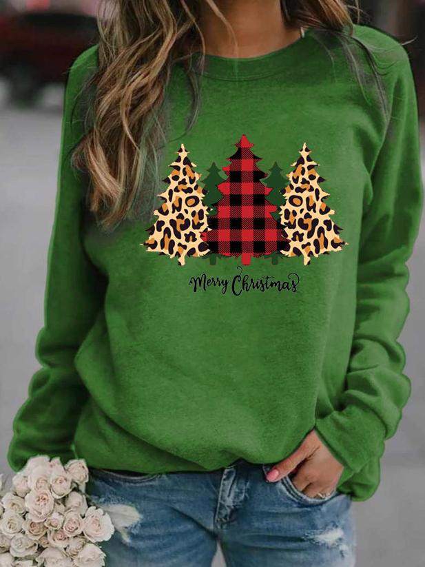 Women's T-Shirts Christmas Tree Round Neck Long Sleeve T-Shirt - T-Shirts - INS | Online Fashion Free Shipping Clothing, Dresses, Tops, Shoes - 1/11/2021 - 20-30 - color-black