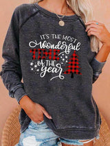 Women's T-Shirts Christmas Tree Truck Snowman Crew Neck Long Sleeve T-Shirt - T-Shirts - INS | Online Fashion Free Shipping Clothing, Dresses, Tops, Shoes - 1/11/2021 - 20-30 - color-gray