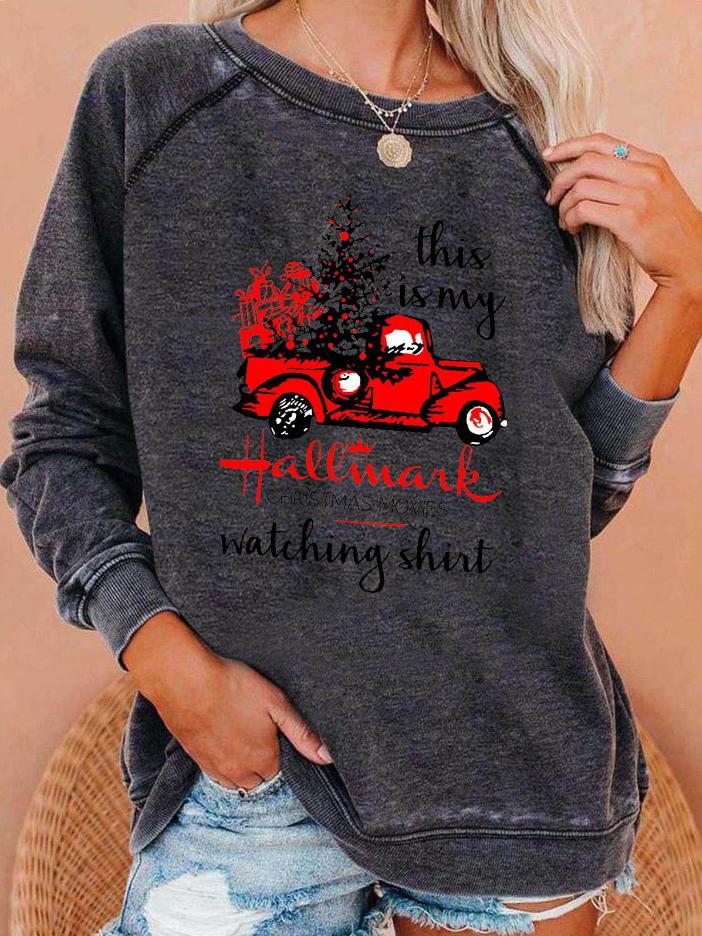 Women's T-Shirts Christmas Tree Truck Snowman Crew Neck Long Sleeve T-Shirt - T-Shirts - INS | Online Fashion Free Shipping Clothing, Dresses, Tops, Shoes - 1/11/2021 - 20-30 - color-gray