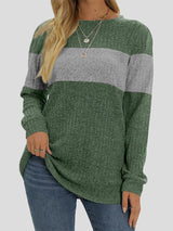 Women's T-Shirts Colorblock Round Neck Long Sleeve T-Shirt - T-Shirts - Instastyled | Online Fashion Free Shipping Clothing, Dresses, Tops, Shoes - 20-30 - 28/12/2021 - color-black