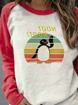 Women's T-Shirts Happy Penguin Crew Neck Long Sleeve T-Shirt - T-Shirts - Instastyled | Online Fashion Free Shipping Clothing, Dresses, Tops, Shoes - 20-30 - 30/12/2021 - color-red