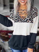 Women's T-Shirts Leopard Print Long Sleeve Stitching Casual T-Shirts - T-Shirts - INS | Online Fashion Free Shipping Clothing, Dresses, Tops, Shoes - 18/09/2021 - 20-30 - Category_T-Shirts