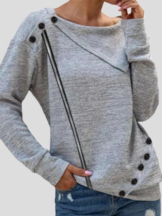 Women's T-Shirts Long Sleeve Button Leather Lapel T-Shirts - T-Shirts - INS | Online Fashion Free Shipping Clothing, Dresses, Tops, Shoes - 08/09/2021 - 20-30 - Category_T-Shirts