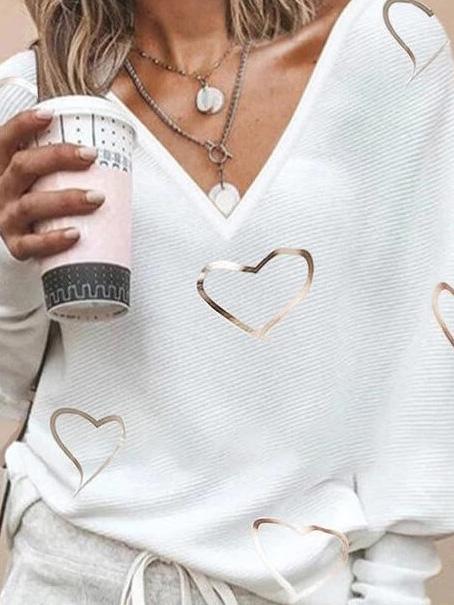 Women's T-Shirts Loose Love Printed Long Sleeve Pullover T-Shirts - T-Shirts - INS | Online Fashion Free Shipping Clothing, Dresses, Tops, Shoes - 19/08/2021 - 20-30 - Category_T-Shirts