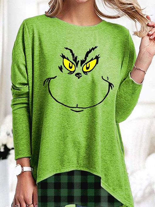 Women's T-Shirts Loose Pullover Print Round Neck Long Sleeve T-Shirt - T-Shirts - INS | Online Fashion Free Shipping Clothing, Dresses, Tops, Shoes - 20-30 - 23/09/2021 - color-green