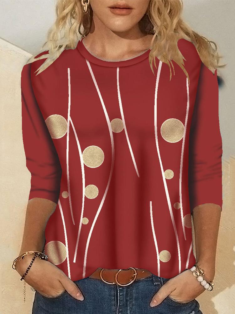 Women's T-Shirts Printed Round Neck Long Sleeve Pullover T-Shirt - T-Shirts - INS | Online Fashion Free Shipping Clothing, Dresses, Tops, Shoes - 01/09/2021 - 10-20 - Category_T-Shirts