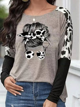Women's T-Shirts Printed Round Neck Long Sleeve T-Shirt - T-Shirts - INS | Online Fashion Free Shipping Clothing, Dresses, Tops, Shoes - 09/11/2021 - 20-30 - color-gray