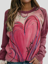 Women's T-Shirts Round Neck Heart-Shaped Print Long Sleeve T-Shirt - T-Shirts - INS | Online Fashion Free Shipping Clothing, Dresses, Tops, Shoes - 09/09/2021 - 10-20 - Category_T-Shirts