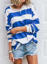Women's T-Shirts Round Neck Long Sleeve Striped Printed T-Shirt - T-Shirts - INS | Online Fashion Free Shipping Clothing, Dresses, Tops, Shoes - 02/09/2021 - 20-30 - Category_T-Shirts