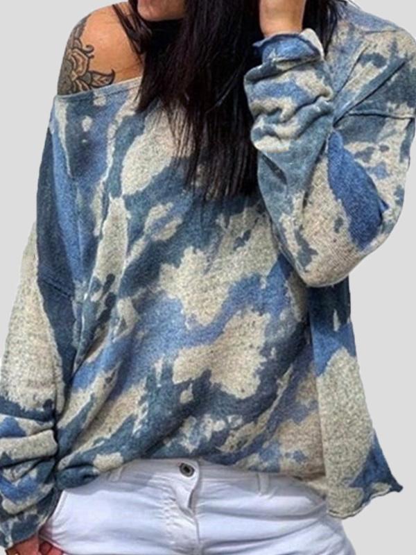 Women's T-Shirts Round Neck Loose Tie-Dye Long Sleeve T-Shirts - T-Shirts - INS | Online Fashion Free Shipping Clothing, Dresses, Tops, Shoes - 06/09/2021 - 10-20 - Category_T-Shirts