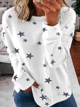 Women's T-Shirts Star Print Round Neck Long Sleeves T-Shirt - T-Shirts - INS | Online Fashion Free Shipping Clothing, Dresses, Tops, Shoes - 18/09/2021 - 20-30 - Category_T-Shirts