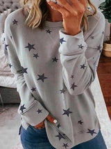 Women's T-Shirts Star Print Round Neck Long Sleeves T-Shirt - T-Shirts - INS | Online Fashion Free Shipping Clothing, Dresses, Tops, Shoes - 18/09/2021 - 20-30 - Category_T-Shirts