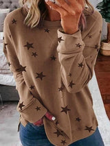 Women's T-Shirts Star Print Round Neck Long Sleeves T-Shirt - T-Shirts - INS | Online Fashion Free Shipping Clothing, Dresses, Tops, Shoes - 18/09/2021 - 20-30 - Category_T-Shirts