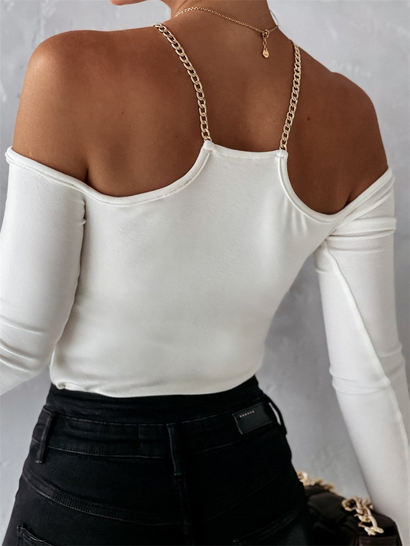 Women's T-Shirts Temperament Chain Strapless Long Sleeves T-Shirts - T-Shirts - INS | Online Fashion Free Shipping Clothing, Dresses, Tops, Shoes - 10-20 - 23/09/2021 - Category_T-Shirts