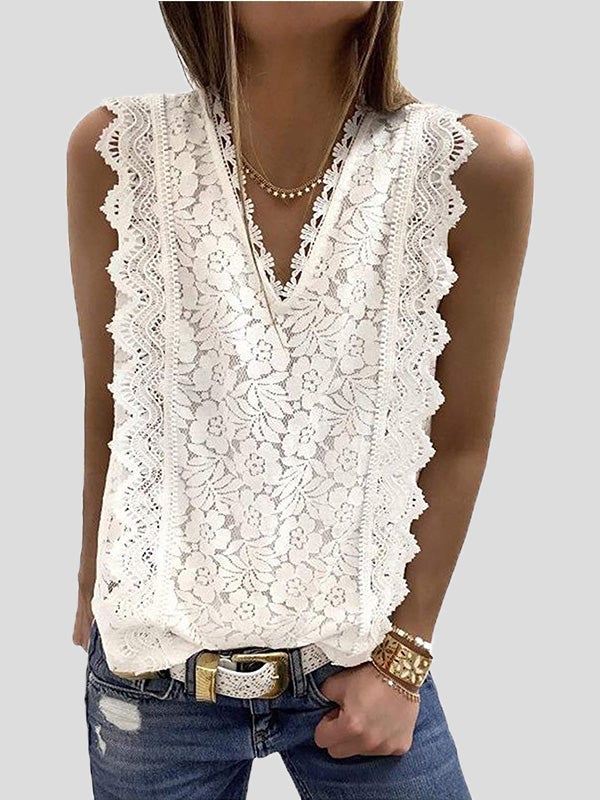 Women's Tank Tops Lace V-Neck Sleeveless Tank Top - Tank Tops - Instastyled | Online Fashion Free Shipping Clothing, Dresses, Tops, Shoes - 20-30 - 23/12/2021 - color-black