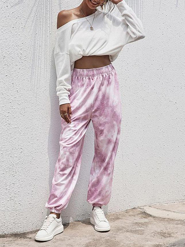 Women's Tie-Dye Relaxed Fit Jogger Sweatpant - Sport Pants - INS | Online Fashion Free Shipping Clothing, Dresses, Tops, Shoes - 14/05/2021 - 140521 - Color_Gray