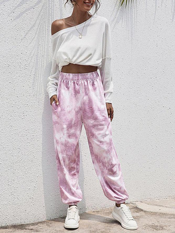 Women's Tie-Dye Relaxed Fit Jogger Sweatpant - Sport Pants - INS | Online Fashion Free Shipping Clothing, Dresses, Tops, Shoes - 14/05/2021 - 140521 - Color_Gray