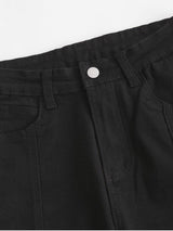 Y2K Uneven Hem Capri Jeans - Jeans - INS | Online Fashion Free Shipping Clothing, Dresses, Tops, Shoes - 02/08/2021 - Casual - Color_Black