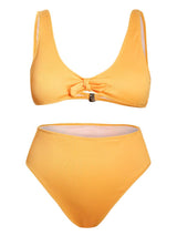 Yellow Tie Bowknot High Waist Split Bikini - Bikinis - INS | Online Fashion Free Shipping Clothing, Dresses, Tops, Shoes - 05/05/2021 - BIK210505186 - Category_Bikinis