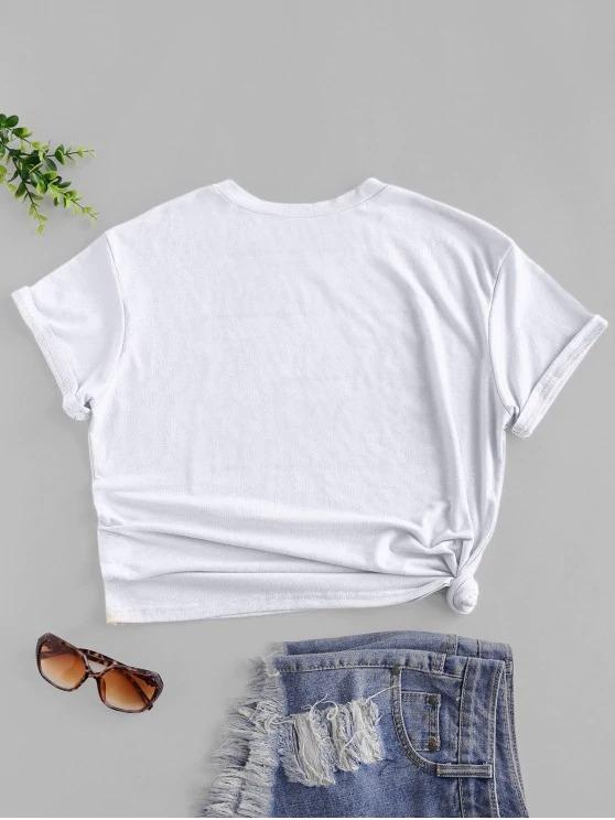 ZAFUL Slogan Graphic Short Sleeve Basic Tee - INS | Online Fashion Free Shipping Clothing, Dresses, Tops, Shoes