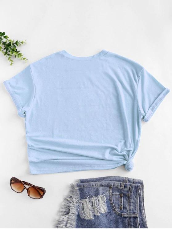 ZAFUL Slogan Graphic Short Sleeve Basic Tee - INS | Online Fashion Free Shipping Clothing, Dresses, Tops, Shoes