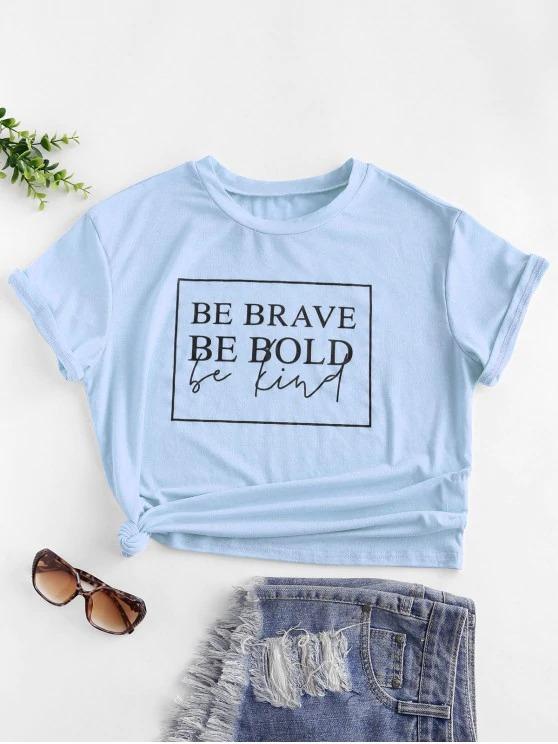 ZAFUL Slogan Graphic Short Sleeve Basic Tee - INS | Online Fashion Free Shipping Clothing, Dresses, Tops, Shoes