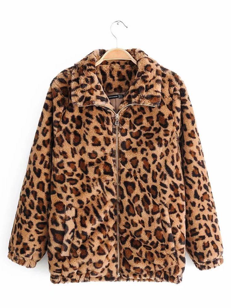 Zip Up Batwing Sleeve Leopard Oversized Coat - INS | Online Fashion Free Shipping Clothing, Dresses, Tops, Shoes