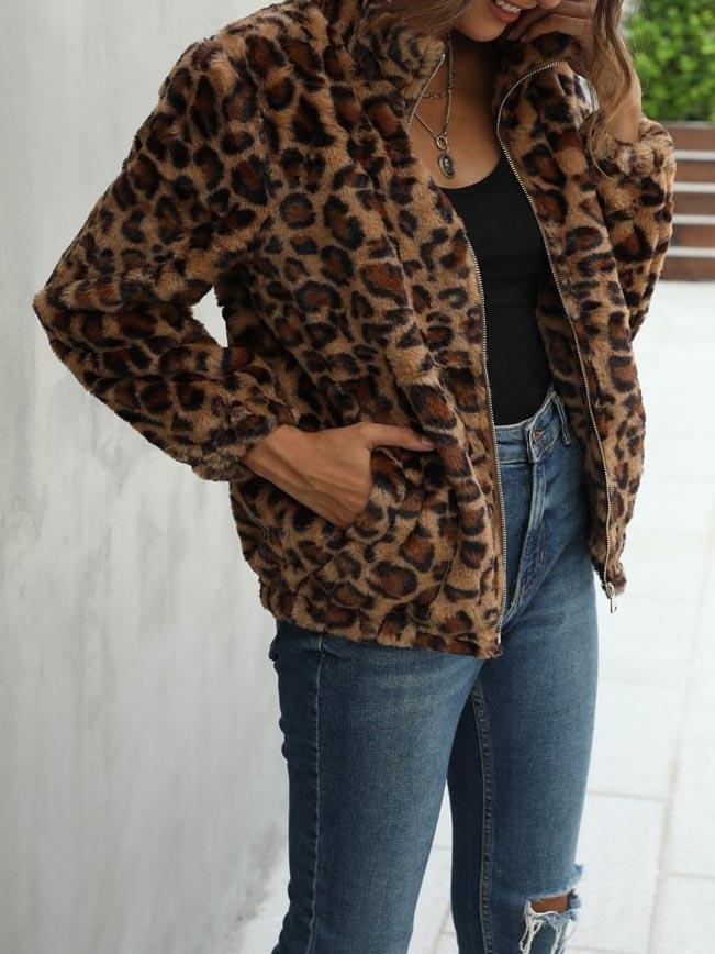Zip Up Batwing Sleeve Leopard Oversized Coat - Coats - INS | Online Fashion Free Shipping Clothing, Dresses, Tops, Shoes - 02/03/2021 - Autumn - Basic