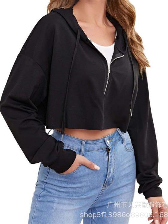 Zip Up Hooded Crop Sports Jacket - Activewear - INS | Online Fashion Free Shipping Clothing, Dresses, Tops, Shoes - 02/03/2021 - Activewear - Autumn