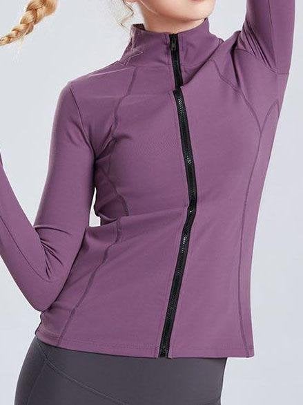 Zip-up Sports Jacket With Thumb Hole - Activewear - INS | Online Fashion Free Shipping Clothing, Dresses, Tops, Shoes - 02/02/2021 - Activewear - Autumn
